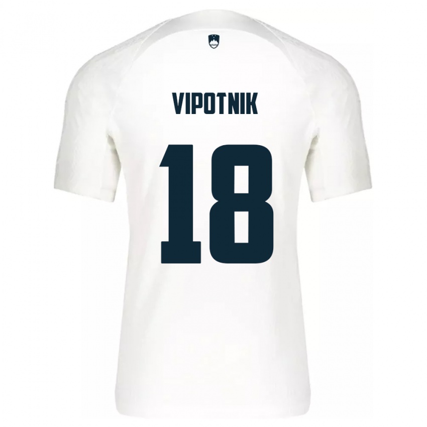 Criança Camisola Eslovênia Zan Vipotnik #18 Branco Principal 24-26 Camisa Brasil