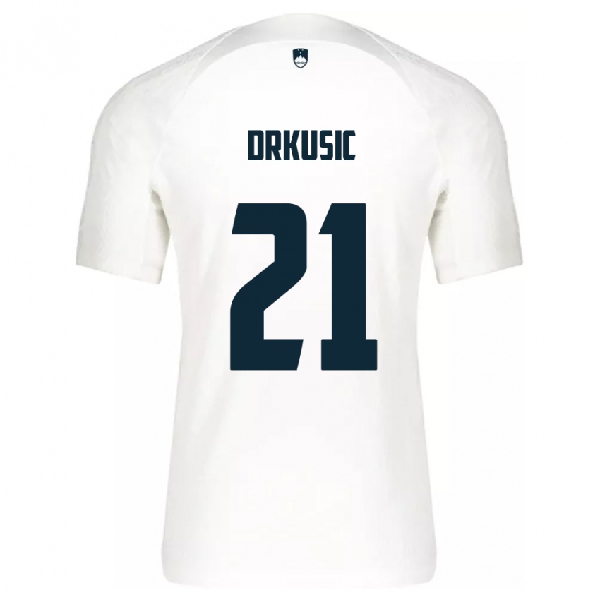 Criança Camisola Eslovênia Vanja Drkusic #21 Branco Principal 24-26 Camisa Brasil