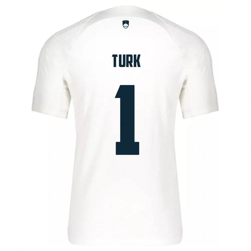 Criança Camisola Eslovênia Martin Turk #1 Branco Principal 24-26 Camisa Brasil