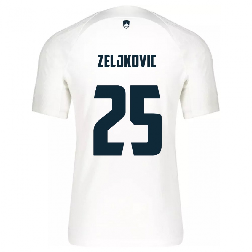 Criança Camisola Eslovênia Adrian Zeljkovic #25 Branco Principal 24-26 Camisa Brasil