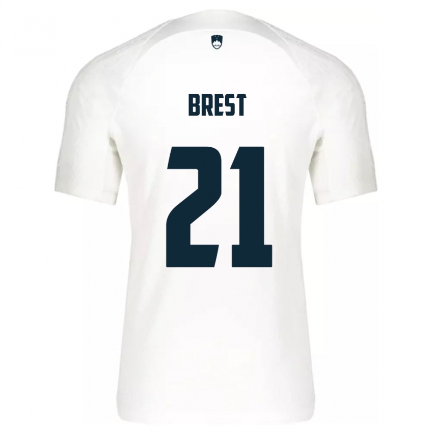 Criança Camisola Eslovênia Marko Brest #21 Branco Principal 24-26 Camisa Brasil