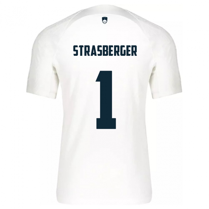 Criança Camisola Eslovênia Tim Strasberger #1 Branco Principal 24-26 Camisa Brasil