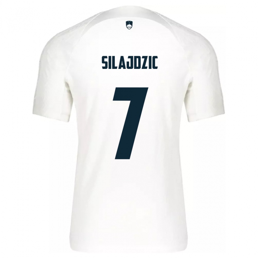 Criança Camisola Eslovênia Riad Silajdzic #7 Branco Principal 24-26 Camisa Brasil