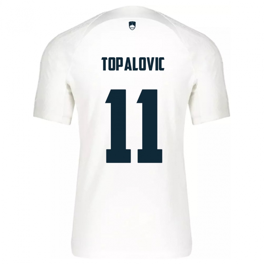 Criança Camisola Eslovênia Luka Topalovic #11 Branco Principal 24-26 Camisa Brasil