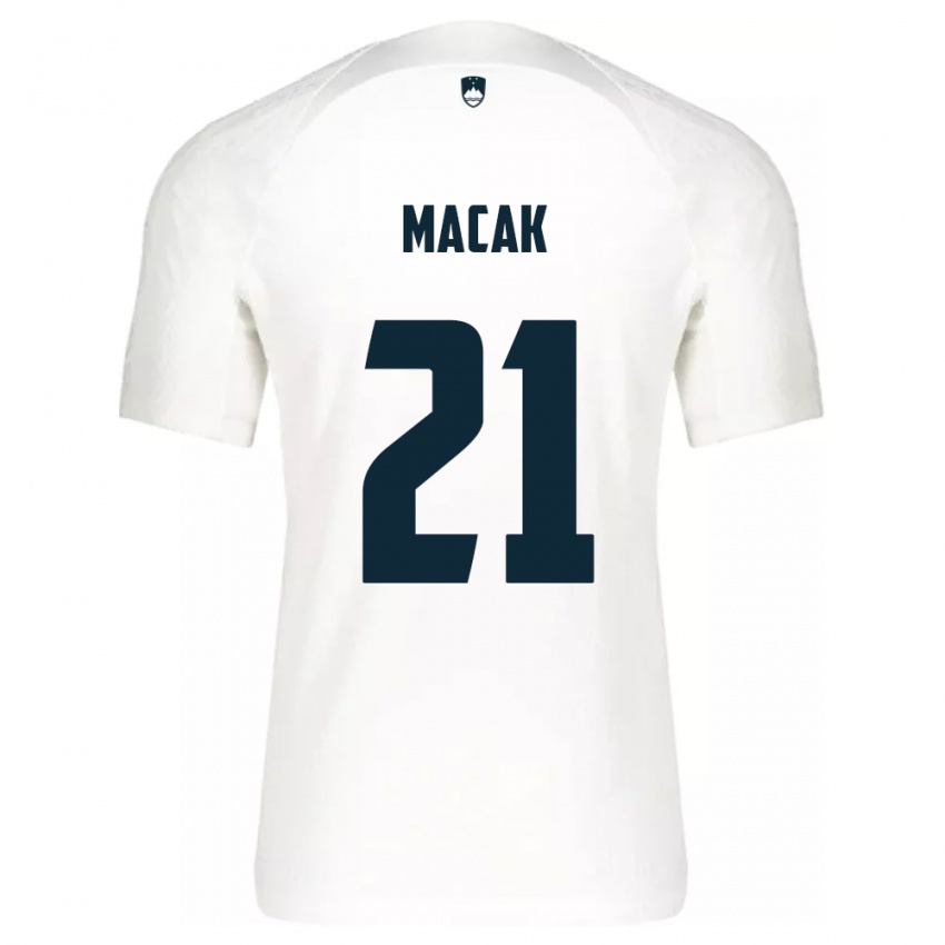 Criança Camisola Eslovênia Lucas Macak #21 Branco Principal 24-26 Camisa Brasil