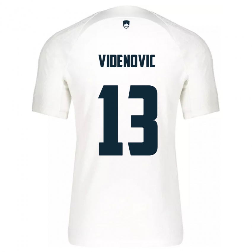 Criança Camisola Eslovênia Denis Videnovic #13 Branco Principal 24-26 Camisa Brasil