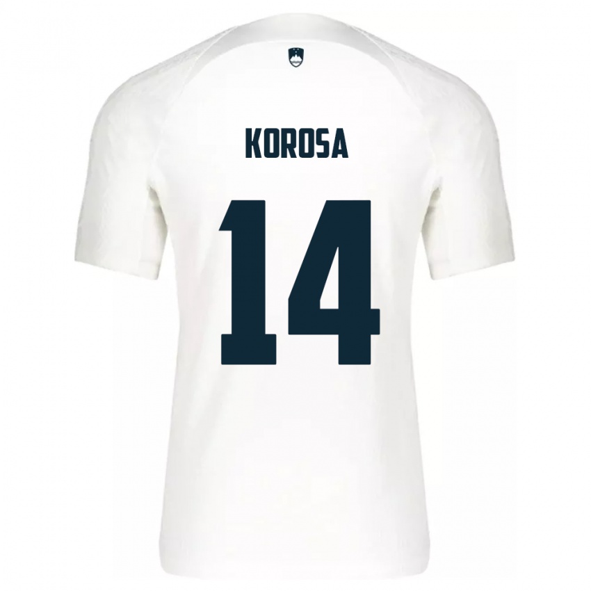 Criança Camisola Eslovênia Anej Koroša #14 Branco Principal 24-26 Camisa Brasil