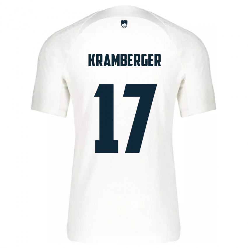 Criança Camisola Eslovênia Enej Kramberger #17 Branco Principal 24-26 Camisa Brasil