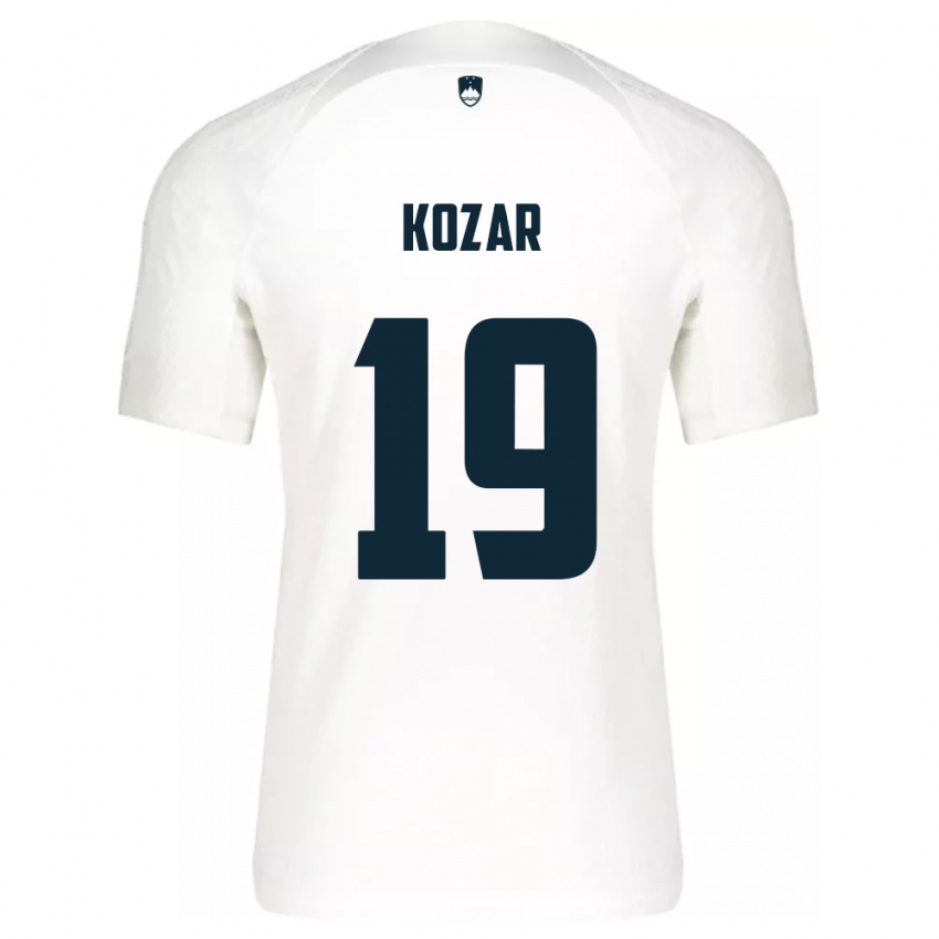 Criança Camisola Eslovênia Kristjan Kozar #19 Branco Principal 24-26 Camisa Brasil