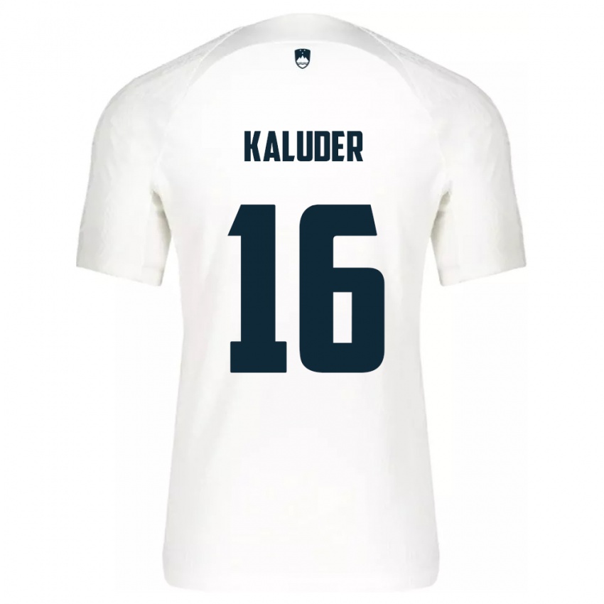 Criança Camisola Eslovênia Grega Kaluder #16 Branco Principal 24-26 Camisa Brasil