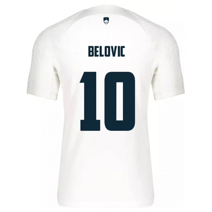Criança Camisola Eslovênia Nik Belovic #10 Branco Principal 24-26 Camisa Brasil