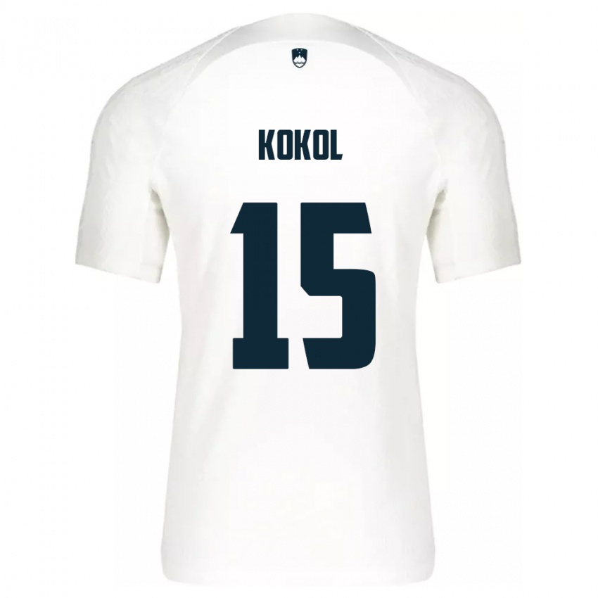 Criança Camisola Eslovênia Luka Kokol #15 Branco Principal 24-26 Camisa Brasil