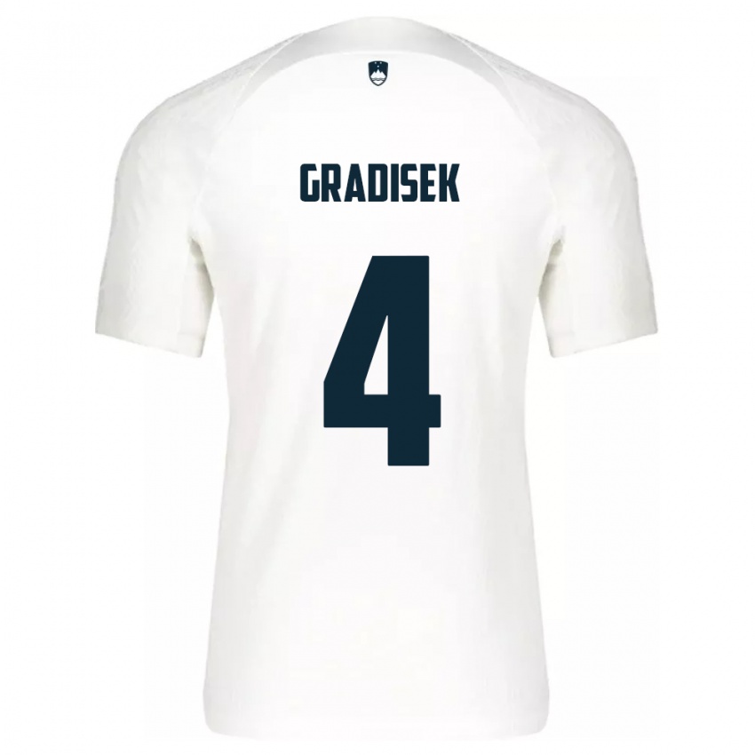 Criança Camisola Eslovênia Sara Gradišek #4 Branco Principal 24-26 Camisa Brasil