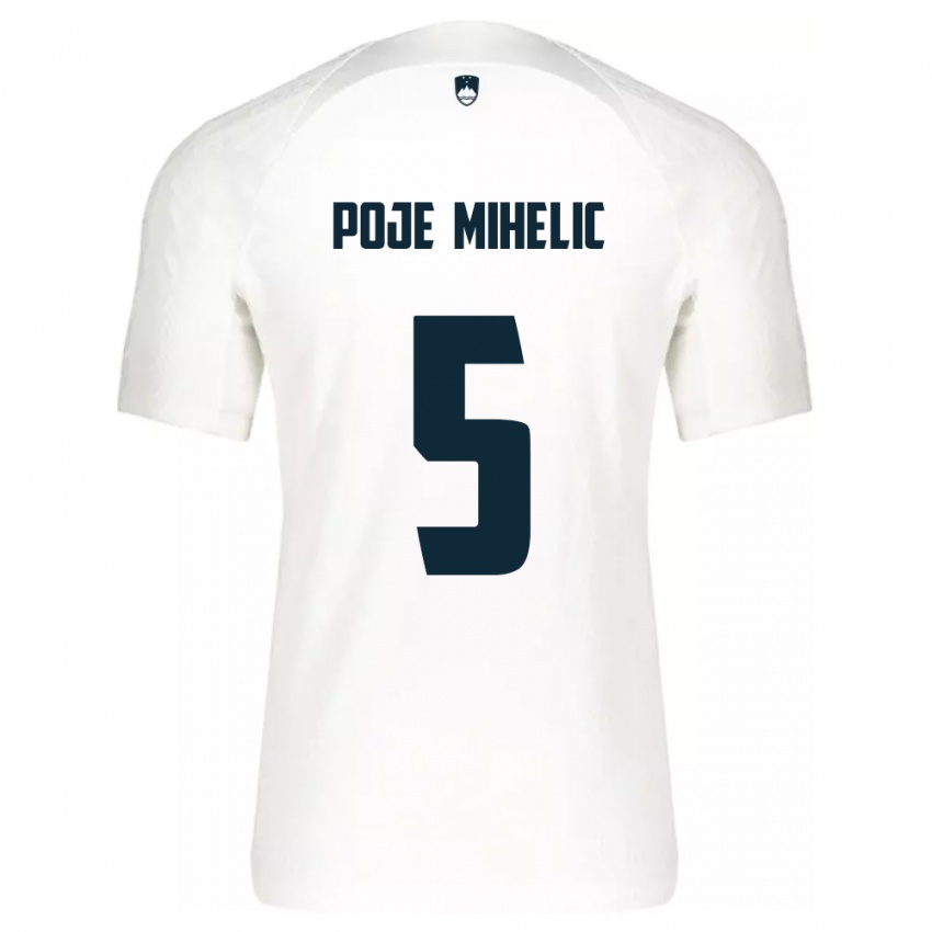 Criança Camisola Eslovênia Naja Poje Mihelič #5 Branco Principal 24-26 Camisa Brasil