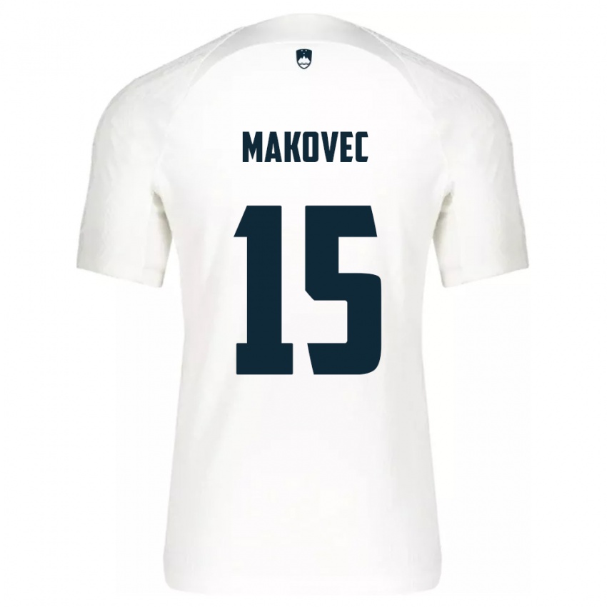 Criança Camisola Eslovênia Sara Makovec #15 Branco Principal 24-26 Camisa Brasil