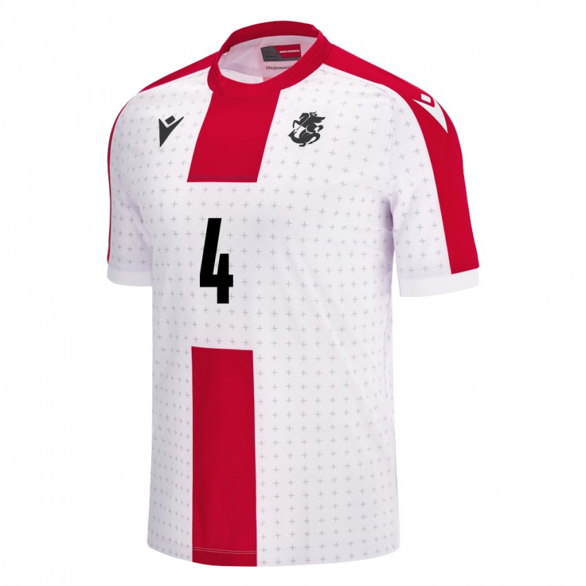 Criança Camisola Geórgia Nino Chkhartishvili #4 Branco Principal 24-26 Camisa Brasil