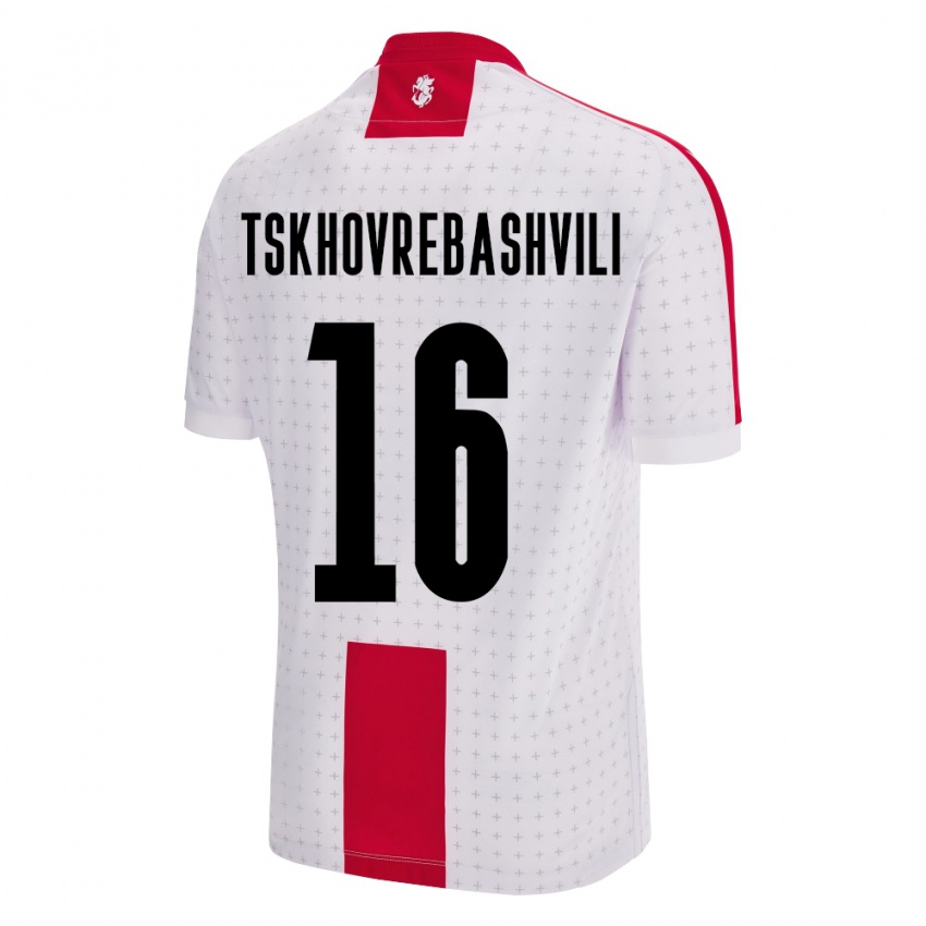 Criança Camisola Geórgia Nikoloz Tskhovrebashvili #16 Branco Principal 24-26 Camisa Brasil