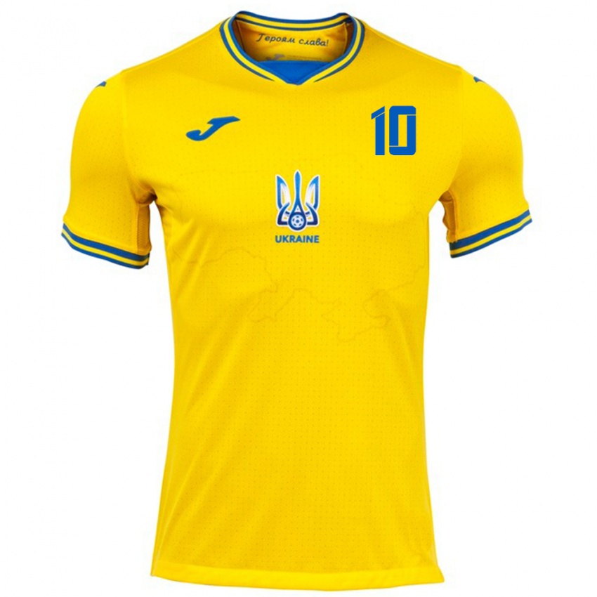 Criança Camisola Ucrânia Nadiia Kunina #10 Amarelo Principal 24-26 Camisa Brasil