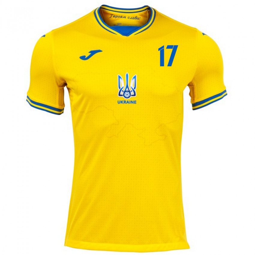 Criança Camisola Ucrânia Ivan Denysov #17 Amarelo Principal 24-26 Camisa Brasil