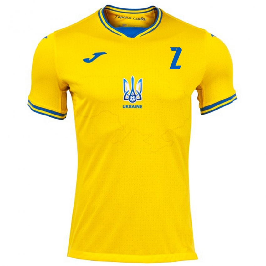 Criança Camisola Ucrânia Vitaliy Roman #2 Amarelo Principal 24-26 Camisa Brasil