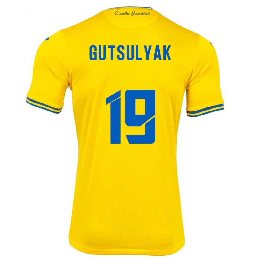 Criança Camisola Ucrânia Oleksiy Gutsulyak #19 Amarelo Principal 24-26 Camisa Brasil