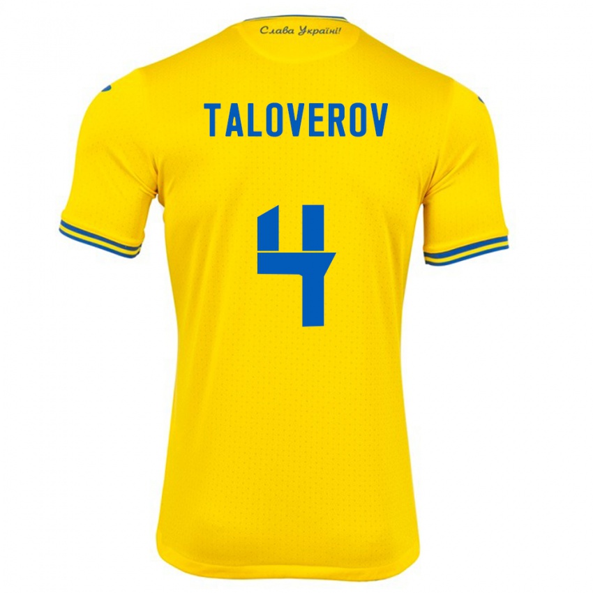 Criança Camisola Ucrânia Maksym Taloverov #4 Amarelo Principal 24-26 Camisa Brasil