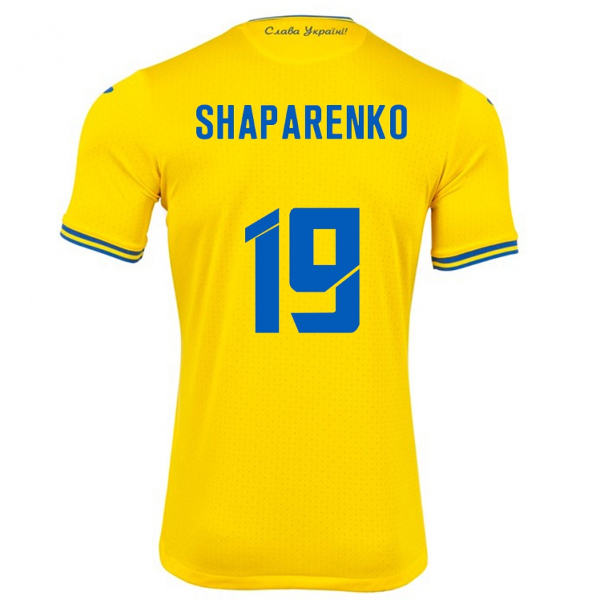 Criança Camisola Ucrânia Mykola Shaparenko #19 Amarelo Principal 24-26 Camisa Brasil