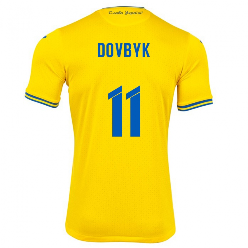 Criança Camisola Ucrânia Artem Dovbyk #11 Amarelo Principal 24-26 Camisa Brasil