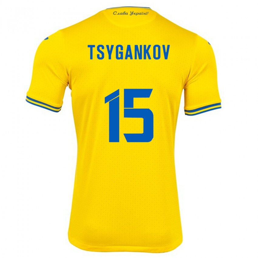 Criança Camisola Ucrânia Viktor Tsygankov #15 Amarelo Principal 24-26 Camisa Brasil