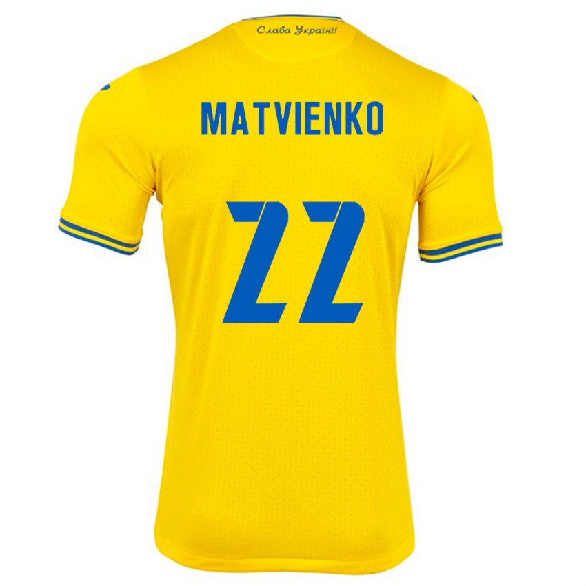 Criança Camisola Ucrânia Mykola Matvienko #22 Amarelo Principal 24-26 Camisa Brasil