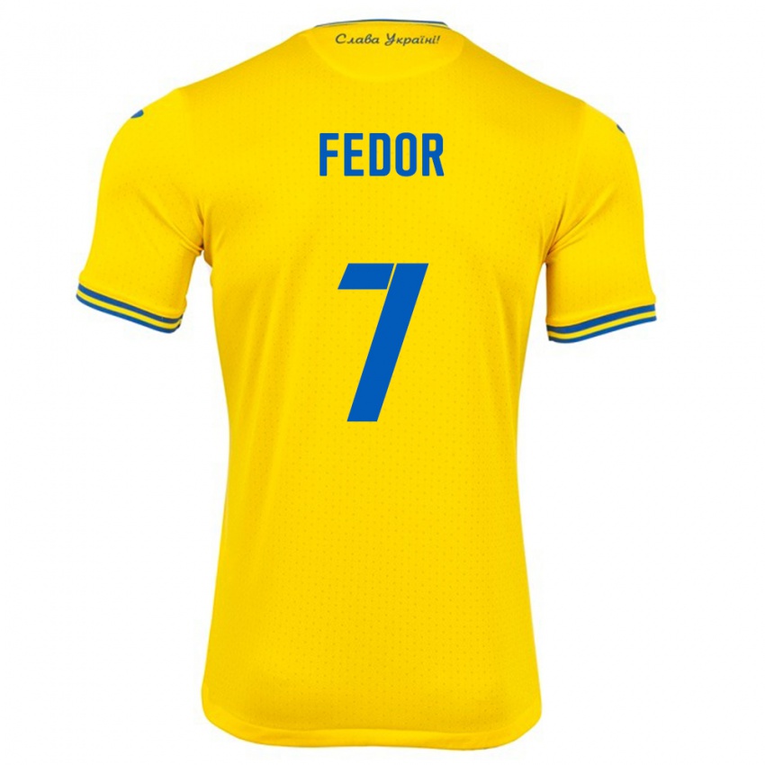 Criança Camisola Ucrânia Oleg Fedor #7 Amarelo Principal 24-26 Camisa Brasil