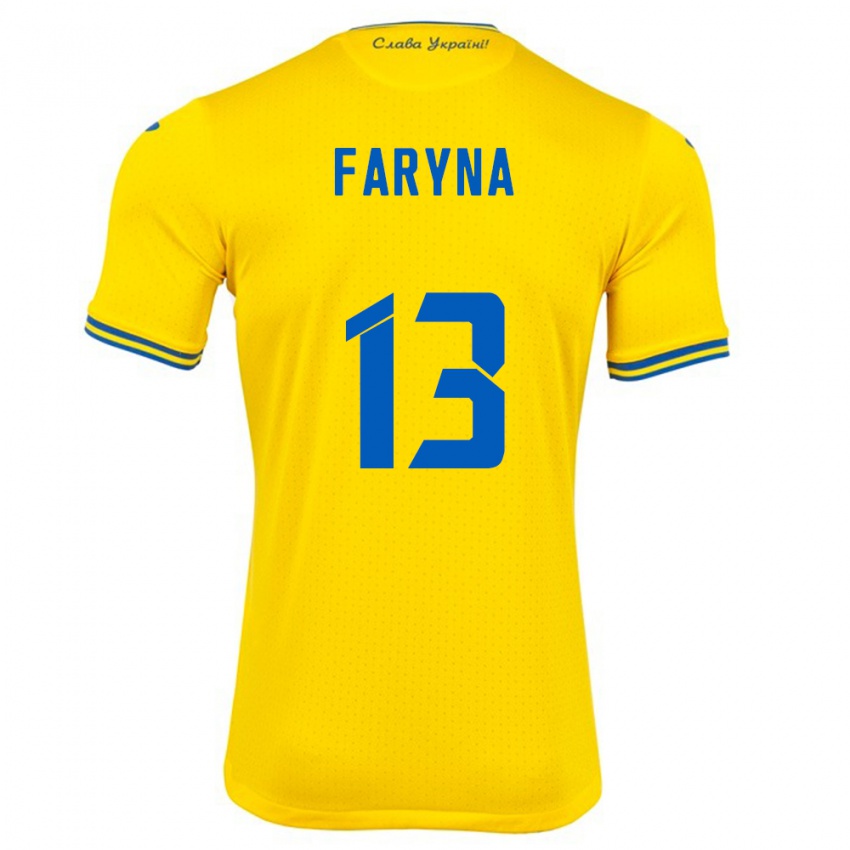 Criança Camisola Ucrânia Maryan Faryna #13 Amarelo Principal 24-26 Camisa Brasil