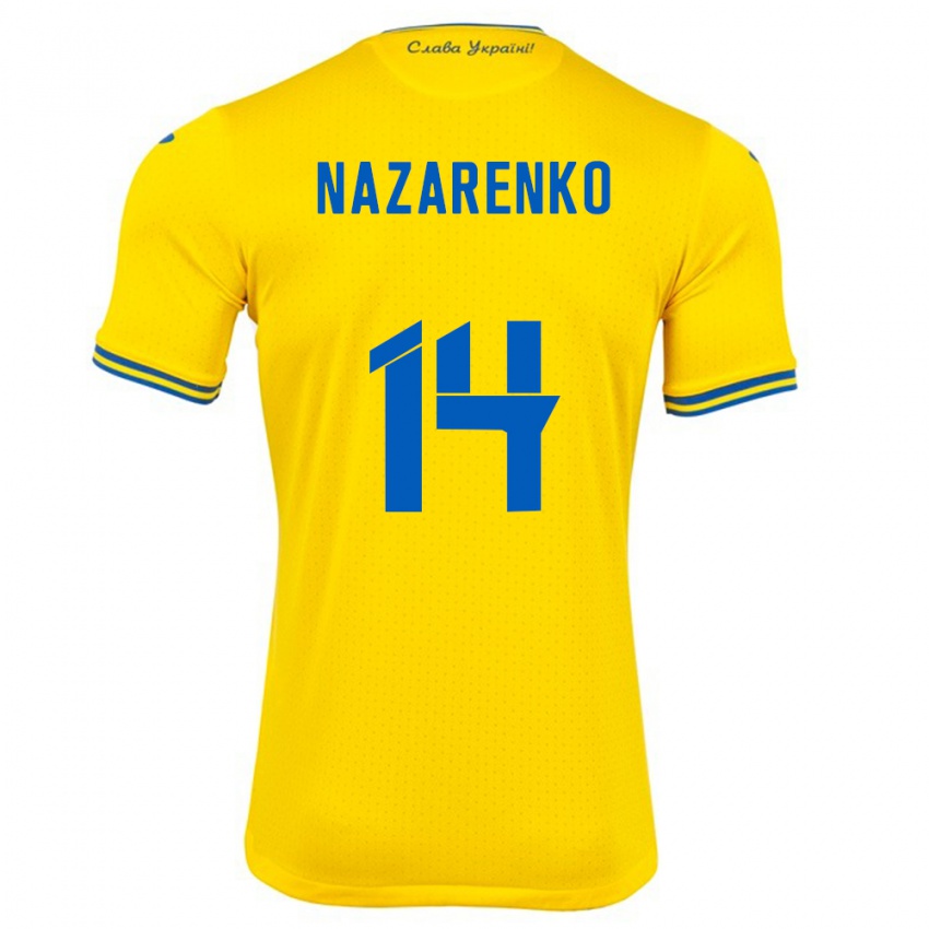 Criança Camisola Ucrânia Oleksandr Nazarenko #14 Amarelo Principal 24-26 Camisa Brasil