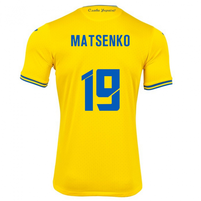 Criança Camisola Ucrânia Yegor Matsenko #19 Amarelo Principal 24-26 Camisa Brasil