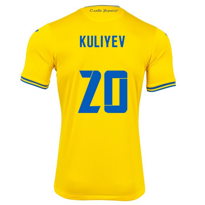 Criança Camisola Ucrânia Eldar Kuliyev #20 Amarelo Principal 24-26 Camisa Brasil