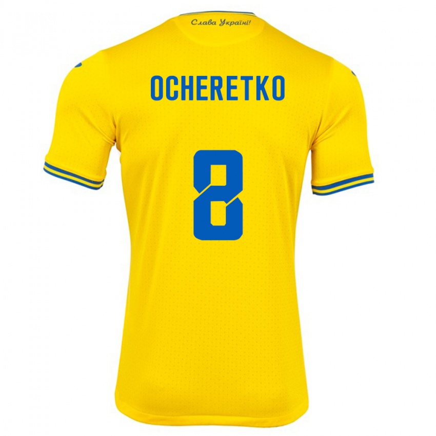 Criança Camisola Ucrânia Oleg Ocheretko #8 Amarelo Principal 24-26 Camisa Brasil