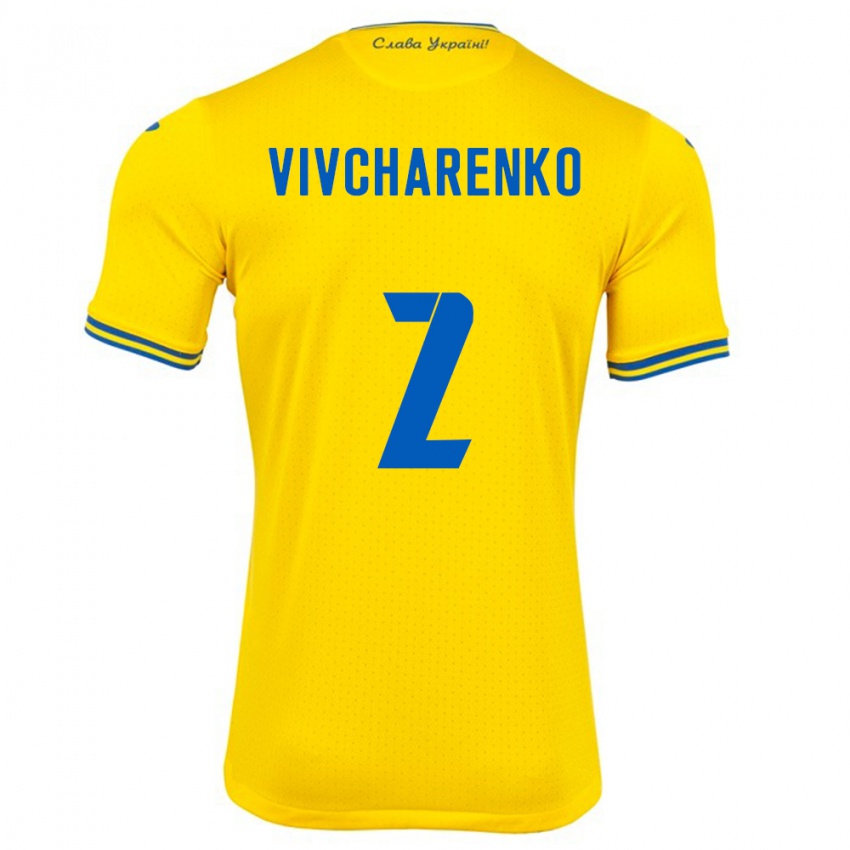 Criança Camisola Ucrânia Kostyantyn Vivcharenko #2 Amarelo Principal 24-26 Camisa Brasil