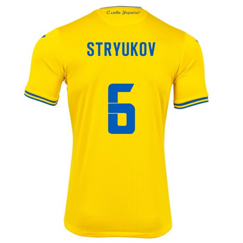 Criança Camisola Ucrânia Maksym Stryukov #6 Amarelo Principal 24-26 Camisa Brasil