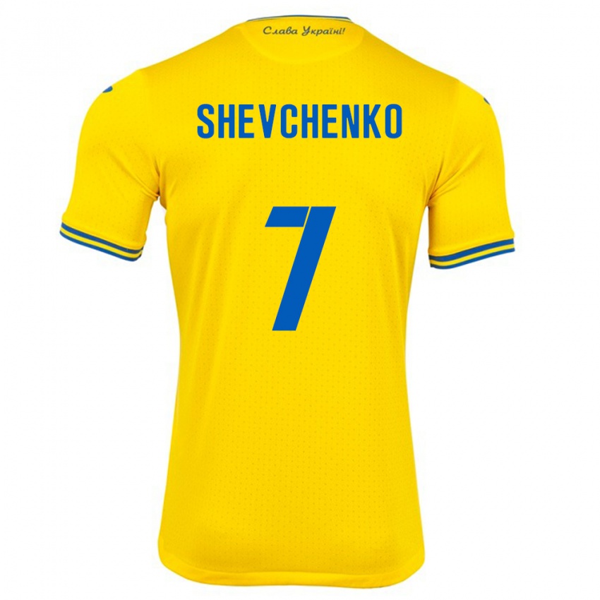 Criança Camisola Ucrânia Kristian Shevchenko #7 Amarelo Principal 24-26 Camisa Brasil