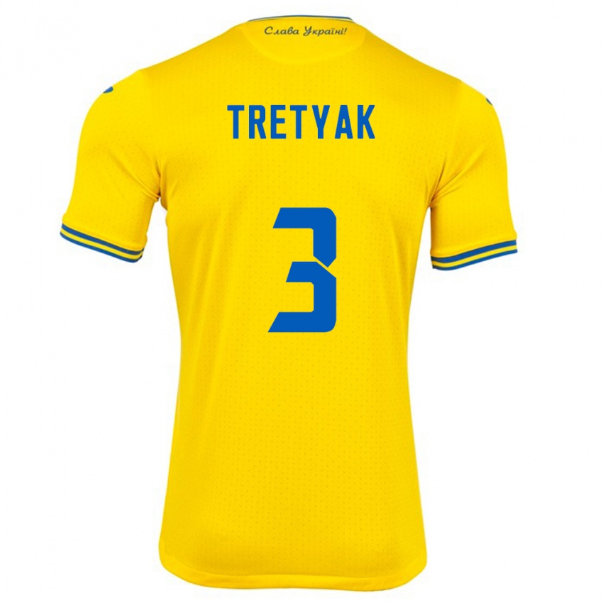 Criança Camisola Ucrânia Demyan Tretyak #3 Amarelo Principal 24-26 Camisa Brasil