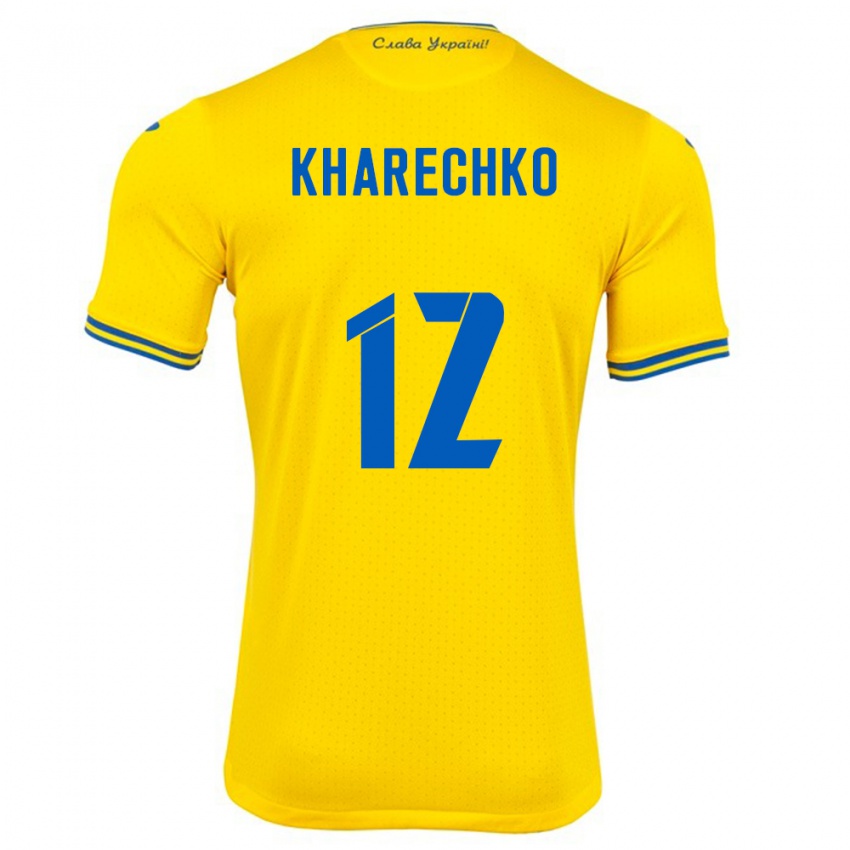 Criança Camisola Ucrânia Oleksandr Kharechko #12 Amarelo Principal 24-26 Camisa Brasil