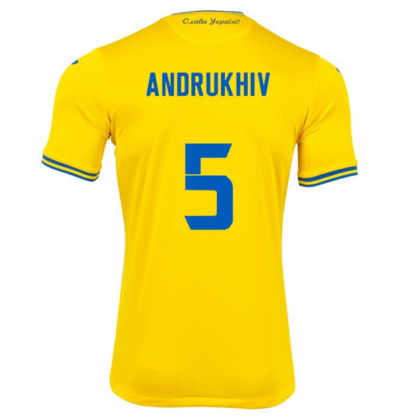 Criança Camisola Ucrânia Veronika Andrukhiv #5 Amarelo Principal 24-26 Camisa Brasil