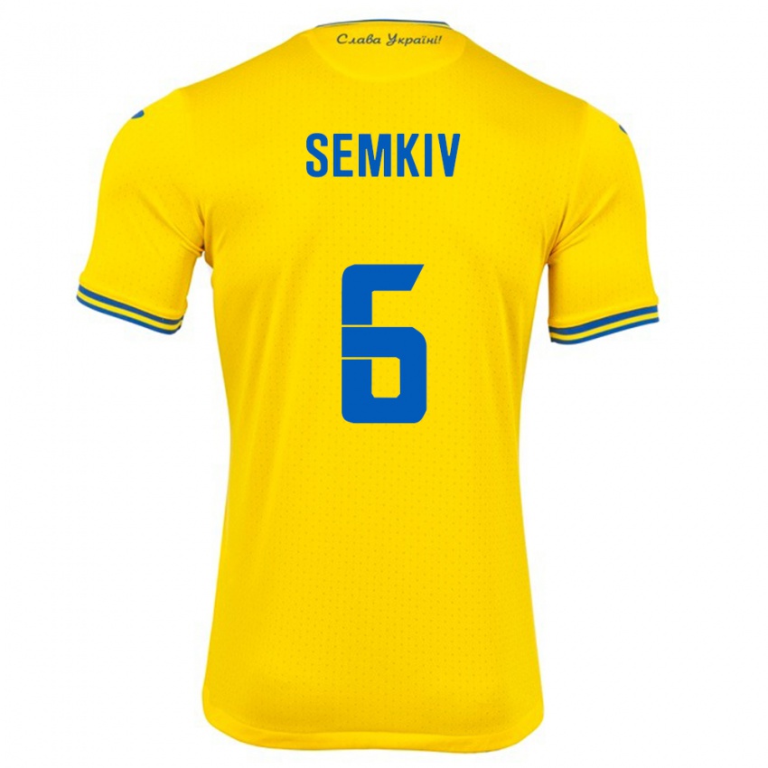 Criança Camisola Ucrânia Dayana Semkiv #6 Amarelo Principal 24-26 Camisa Brasil