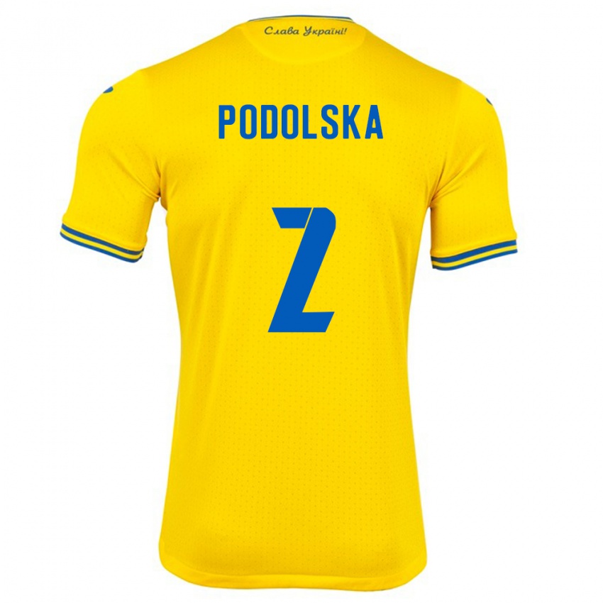 Criança Camisola Ucrânia Iryna Podolska #2 Amarelo Principal 24-26 Camisa Brasil
