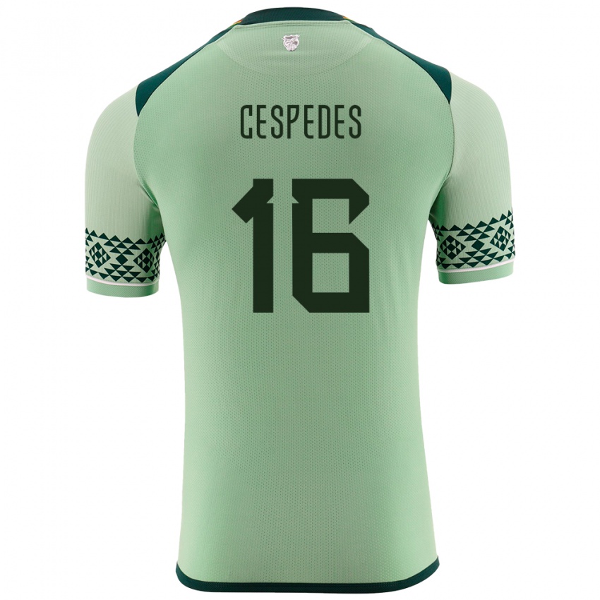 Criança Camisola Bolívia Boris Céspedes #16 Luz Verde Principal 24-26 Camisa Brasil