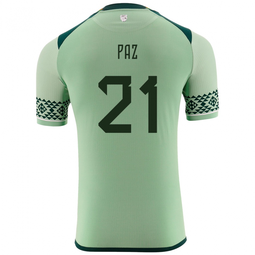 Criança Camisola Bolívia Luis Paz #21 Luz Verde Principal 24-26 Camisa Brasil