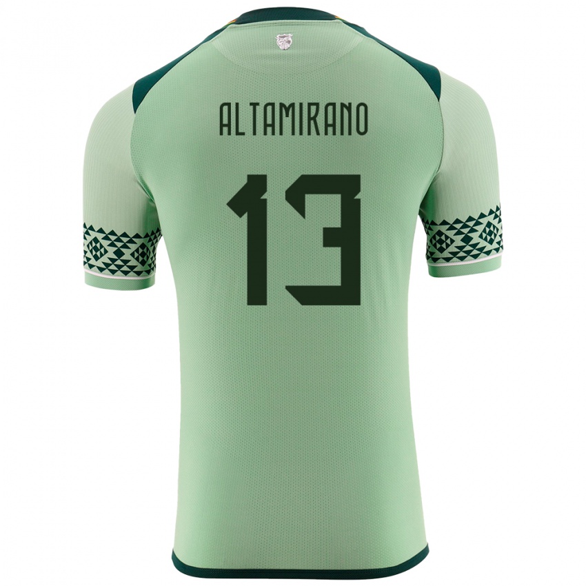 Criança Camisola Bolívia Sebastian Altamirano #13 Luz Verde Principal 24-26 Camisa Brasil