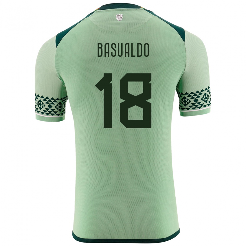 Criança Camisola Bolívia Yoselin Basualdo #18 Luz Verde Principal 24-26 Camisa Brasil