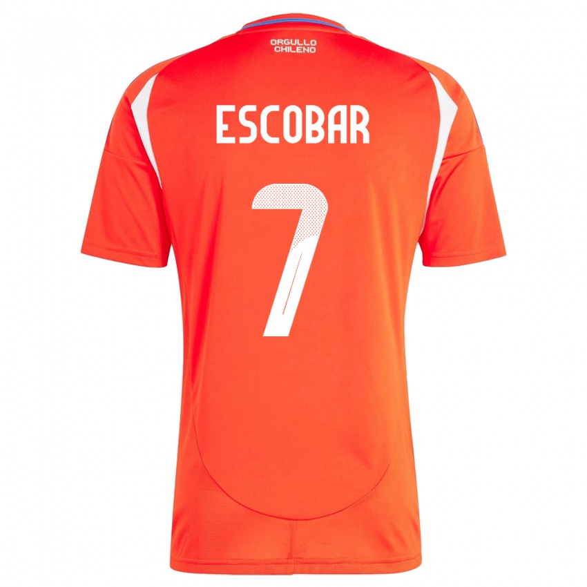 Criança Camisola Chile Bastián Escobar #7 Vermelho Principal 24-26 Camisa Brasil