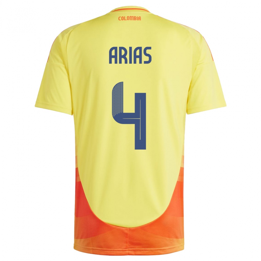 Criança Camisola Colômbia Santiago Arias #4 Amarelo Principal 24-26 Camisa Brasil